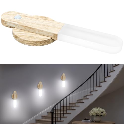 Toowell Lampada da parete senza collegamento di alimentazione, lampada da parete con sensore di movimento, batteria da parete per interni, luce notturna con sensore