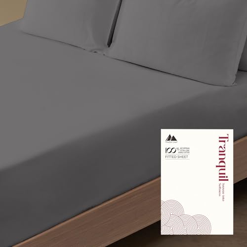 Mayfair Linen 100% Egyptian Cotton Deep Pocket Queen Fitted Sheet - Luxury 800 Series Tranquil Collection Queen Fitted Sheet Only (Dark Grey), Soft Cooling Hotel Bottom Sheets, Fits Upto 18" Mattress