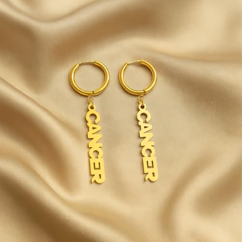 Zodiac Dangle Earrings for Women Stainless Steel 18K Gold Plated High Shine Lightweight Everyday Wear Charm Earrings Astrology Fashion Statement Jewelry Gift Idea4