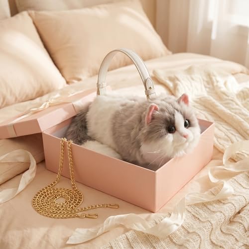 Bolso cruzado de felpa con forma de gato realista para mujer miniatura 2