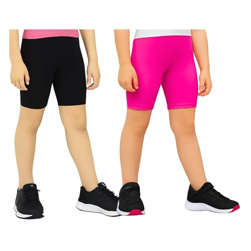 Image of Girls Tights & Short for Girl Kid in Solid Colours | Soft Stretchable Fabric - Ideal for Sports, Yoga - Pack of 2