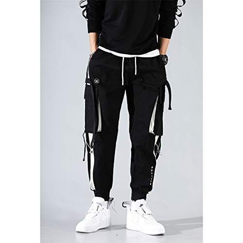 Astellarie Mens Punk Cargo Pants Hip-hop Jogger Patchwork Popular Baggy Teachwear Pants2