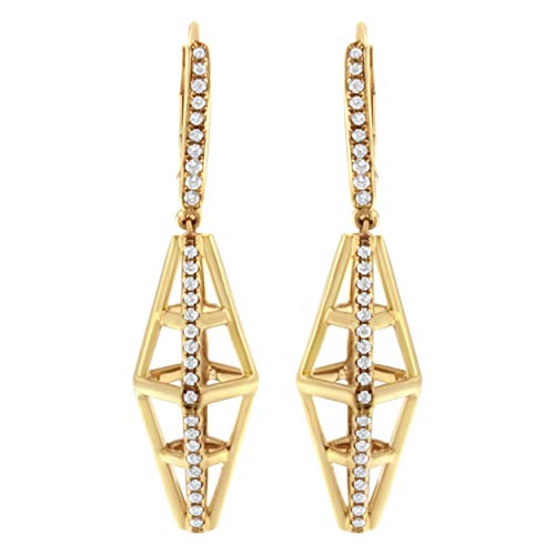 14K Yellow Gold 5/8 Cttw Diamond Geometrical Pillar Drop and Dangle Earrings (G-H Color, SI1-SI2 Clarity)