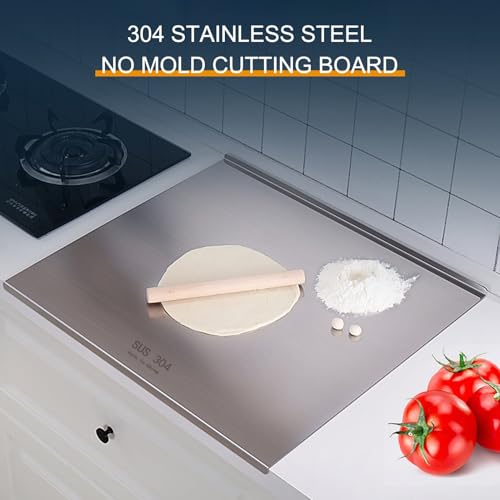 Planche à découper en acier inoxydable 304 grand format 50x60 cm pour cuisine avec rebords