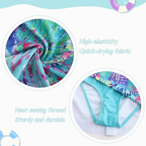 Image of Girls One Piece Swimsuits Short Sleeve Swim Dress for Girls Hawaiian Skirted Bathing Suit Summer Swimwear 3-16 Years