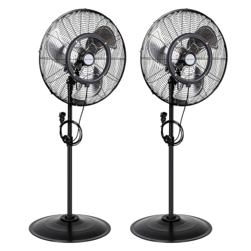 Image of BILT HARD 20 inch Outdoor Pedestal Misting Fan, High-Velocity Patio Misting Fans with 3 Speeds for Outside, Waterproof Tilting Fan with Mists for Outdoor Cooling, 2 Pack