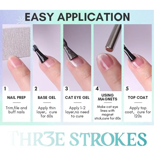 Image of THR3E STROKES 9D Glitter Cat Eye Magnetic Nail Polish Art Manicure DIY at Home Soak Off UV 7.5ML (CE5, 7.5ML)