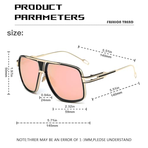 Image of Aviator Sunglasses for Men Retro Fashion Gold Oversized 70s shades