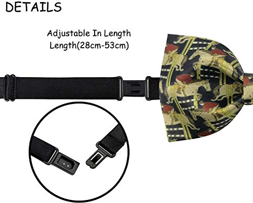 Image of GUUNIEE Men's Satin Silk Racehorse Bow Ties Pre-tied Solid Horse Racing Bowtie