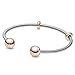 Produktbild Pandora Moments offener Schlangen-Gliederarmreif mit zwei Kugeln und austauschbaren Endkappen aus Sterling-Silber und 14 Karat rosévergoldete Metalllegierung