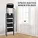 HBTower 4 Step Ladder with Handrails, Folding Step Stool Portable Steel Ladder for Adults for Home Kitchen Library Office, Black
