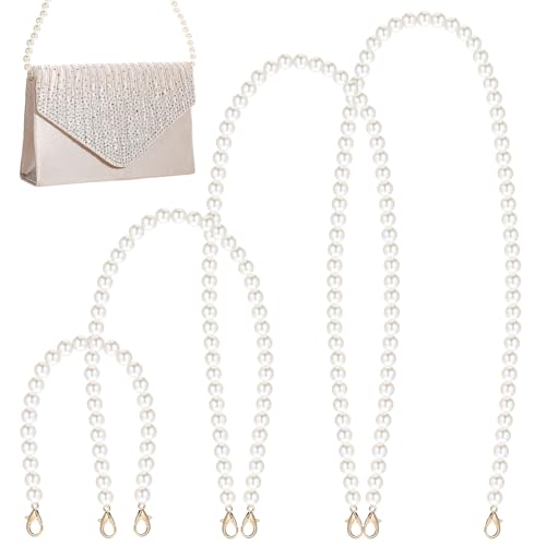 JJUNW 4 Stück Perlen Taschenkette, Elegante Perlenkette Tasche Kette, Purse Chain Strap Ersatz Trageriemen Kette für Damen Handtaschen Umhängetasche Geldbörse (30/60/90/120cm)