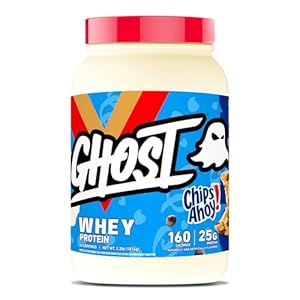GHOST Whey Protein Powder, Chips Ahoy! – 2LB, 25G of Protein – Whey Protein Blend – ­Post Workout Fitness & Nutrition Shakes, Smoothies, Baking & Cooking – Cookie Pieces Inside