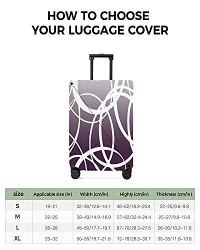 Travel Luggage Cover Spandex Elastic Suitcase Cover for Luggage, Scratch Proof Luggage Cover Protector for Trunk Case 29-32 Inch Luggage, Modern Art Circle Ombre Line Purple3