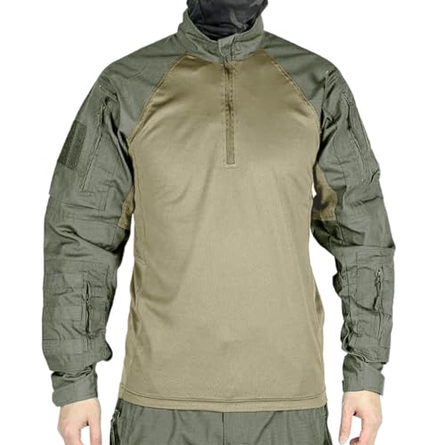 Military Sweatshirt for Men Quarter Zip - Mens Combat Sweatshirts Outdoor Training Tactical Mucle Shirt with Pockets