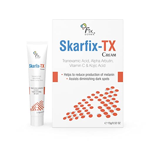 Image of Fixderma Tranexamic Acid + 2% Kojic Acid + 1% Arbutin SKARFIX -TX Face Cream | Pigmentation Removal Cream | Kojic Acid | Uneven Skin Tone - 15 gm (Pack of 1)