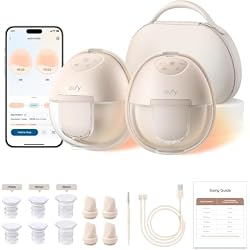 eufy Security Heated Wearable Breast Pump S1 Pro, Slim Hands-Free with Industry-Leading HeatFlow Tech, Wireless Charging Case, App-Controlled OptiRhythm, 300 mmHg Strong Suction, in-Bra Use