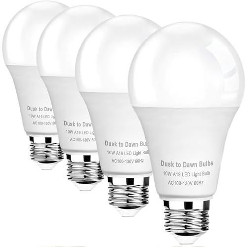 SETEN 4 -Pack Dusk to Dawn Light Bulbs Outdoor,75 Watt Equivalent, Sensor 10W A19 LED Light...