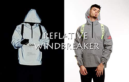 Image of SCREENSHOT Mens Streetwear Windbreaker Jacket - Lightweight Graphic Hoodie, Graffiti Hip Hop Urban Fashion Pullover Top