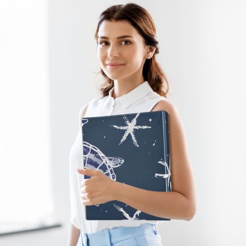Classeur à anneaux en D 3,8 cm imprimé tortues marines bleu format A4 avec poches