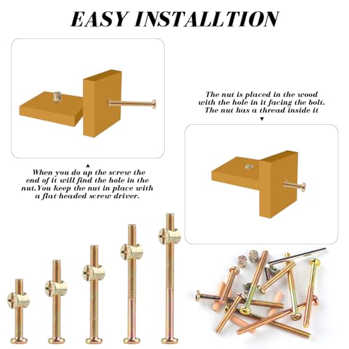 Xhjzgctech 063 16-Set Crib Screws Replacement Kit,Bolts & Barrel Nuts & Wooden Dowels, Hex Socket Head Cap Screws Nuts For Headboards Furniture,Wooden Double Beds Replacement Kit thumb #2