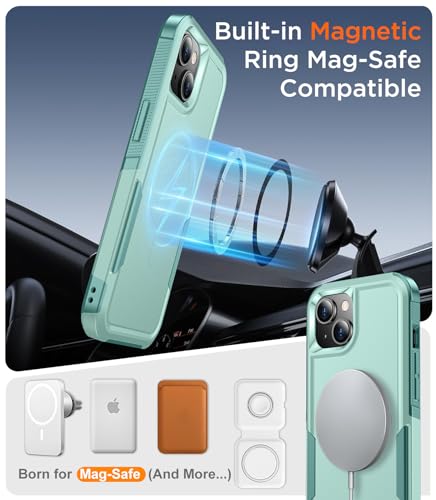 Coque iPhone 15 robuste premium compatible Magsafe couleur vert clair