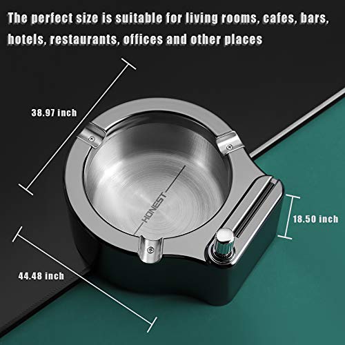 yusud Large Cigarette Ashtray with Permanent Match Lighter, Fancy Metal Ash Tray Set for Weed, Cool Ashtrays for Cigars Outdoor Indoor Decor in Home Office