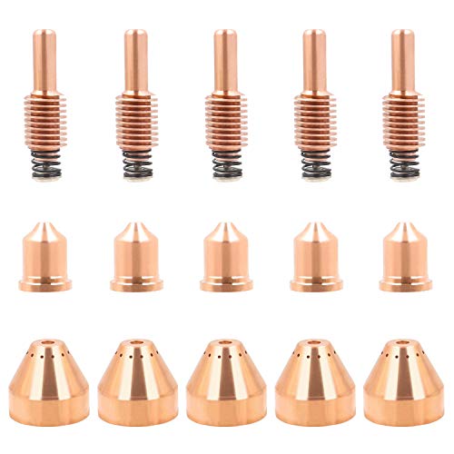 AxPower 5PCS 220842 Electrodes 5PCS 220941 Nozzle 5PCS 220817 Shield Plasma Cutter Tips Compatible with Powermax 45/65/ 85/105 (15PCS)