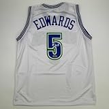 Facsimile Autographed Anthony Edwards Minnesota White Retro Reprint Laser Auto Basketball Jersey Size Men's XL