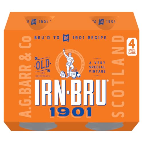IRN-BRU 1901, 4 Pack A Very Special Vintage Recipe, No Caffeine, Full Sugar, Taste The First Ever IRN-BRU Recipe - 4 x 330ml Cans