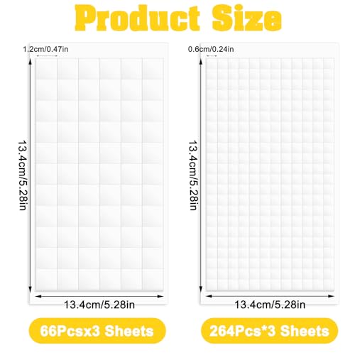 Image of 6 Sheets Foam Squares for Crafts, 990 Pieces Foam Adhesive Squares 3D Self Adhesive Double Sided Foam Tape for Scrapbook DIY Crafts Office Supplies (2 Sizes)