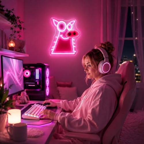 Image of Funny Pig Neon Sign for Wall Decor Dimmable Led Neon Lights Signs