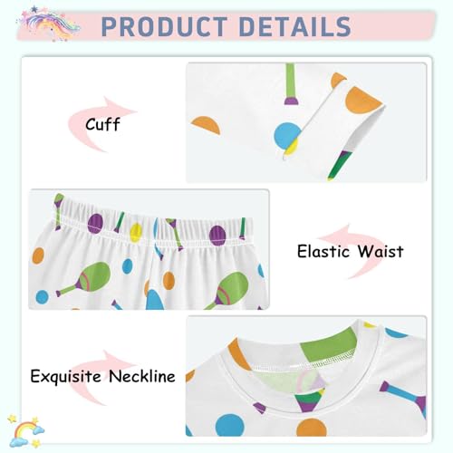 Pajama Sets Long Sleeve Colorful Maracas on White Soft Comfy Sleepwear 2 Piece PJS 3-8T4