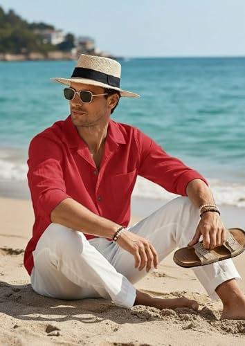 Image of Combo of Men's Casual Cotton Blend Shirt || Long Sleeve Button Down with Spread Collar | Lightweight Breathable Fabric | Stylish Solid Shirt for Beach, Office & Everyday Wear Pack of 2