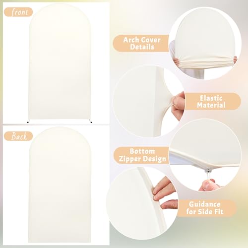 Beige Arch Backdrop Covers, 7.2FT Polyester Fitted Wedding Arch Stand Cover Round Top Chiara Stretchy Arch Backdrop Cover for Birthday Party Ceremony Banquet Decoration by PARTISKY - Image 8