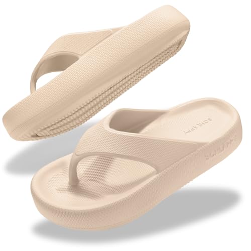 SCHLAPPY Original Flip Flops Zehentrenner für Damen & Herren Sandalen-Badeschuhe 100% Plastikfrei Wasserfest&Rutschfest (Beige EU Schuhgrößensystem Erwachsene Numerisch (von/bis) M 38 39)