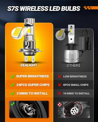 Image of SEALIGHT H7 Bulb For Fog /ATV, 120000LM 2026 New Modle, 80000HRS Lifespan with Cooling Fan 6500K Eye-protected, Wireless Non-polarity Easy Installation, Pack of 2