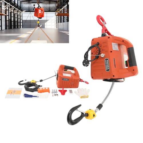 ECUTEE Palan Electrique Treuil Électrique 220V 1500 W - Charge Max 500kg - Avec Télécommande Treuil de Récupération de Fil Câble de 7.6 m, Palan pour...