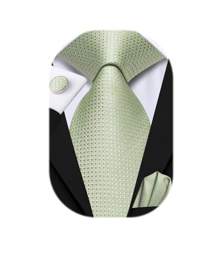 Image of Hi-Tie Mens 70inches Tie Set Extra Long Necktie for Men Cufflinks Handkerchief Big Tall Men Business Wedding