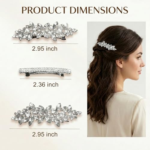 4 Pinzas para el cabello con cristales para mujer, accesorios metálicos con flor de cristal, para boda, fiesta y uso diario miniatura 2