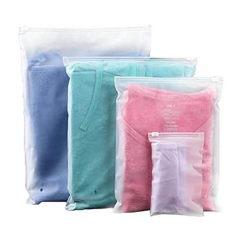 20 Pcs Frosted Travel Storage Clothing Bags, Resealable Plastic Zip-lock Seal Clothes Bags Waterproof Travel Space Saver Organiser Pouch for Home School Travel Cover