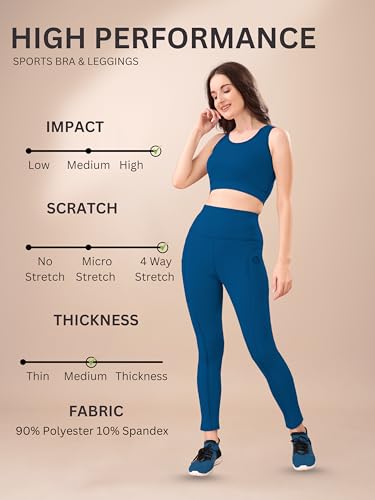 Image of High-Waist Track Suit, Co-ord Set for Women's, Gym wear 2-Piece Workout Set, Sports Bra and Bottom Set, Sports Running Suits, Yoga Wear