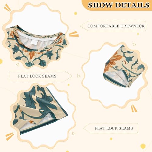 Boys Rash Guard Swim Shirt Long Sleeve UPF+ 50 Sun Shirts Quick Dry Shirt Floral Bohemia for Toddler Kids3