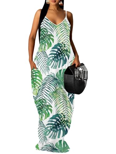 Image of SUZONANA Women Plus Size Summer Maxi Dress Spaghetti Strap Loose Sundress