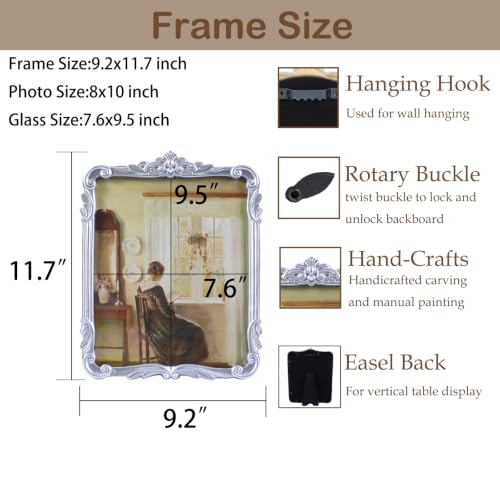 Image of Vintage Picure Frames 8x10 Antique Victorian Silver Frame Wall Decor