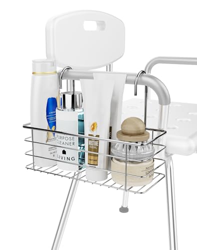 QIHS, Bathroom Shower Organizer, Chair Upper Hanging Shelf, 304 Stainless Steel Seat Storage Shelf for Elderly Disabled Shower Chair Bench with Armrests