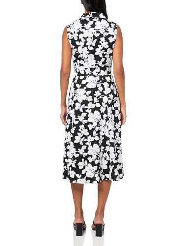 Image of Tommy Hilfiger Women's Sleeveless Collared Button Front Tie Waist Midi Shirt Dress