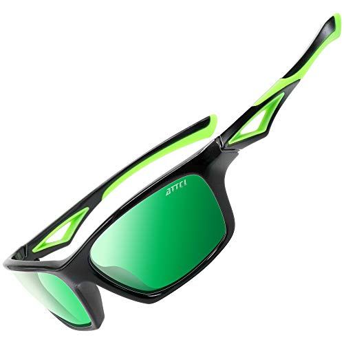 ATTCL Polarisierte Kinder Sonnenbrille TR90 flexibleRahmen Sportbrille für Jungen und Mädchen Alter 3-10 JDRW001 black+Green