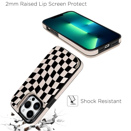 Image of uCOLOR Compatible with iPhone 13 Pro Wallet Case with Card Holder Slots Marble Flip Leather RFID Kickstand Phone Wallet Cover for Women and Girls 6.1 inch (Dune Mirage Checkered, iPhone 13 Pro 6.1 inch)