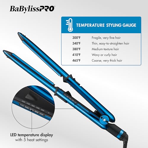 Image of BaBylissPRO Nano Titanium Prima Ionic Hair Straightener - Professional Flat Iron & Curling Iron in One for Stylists, Pro Styling Hair Tool
